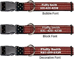 Buckle-Down Polyester Personalized Dog Collar, Vintage US Flag, Small slide 2 of 7