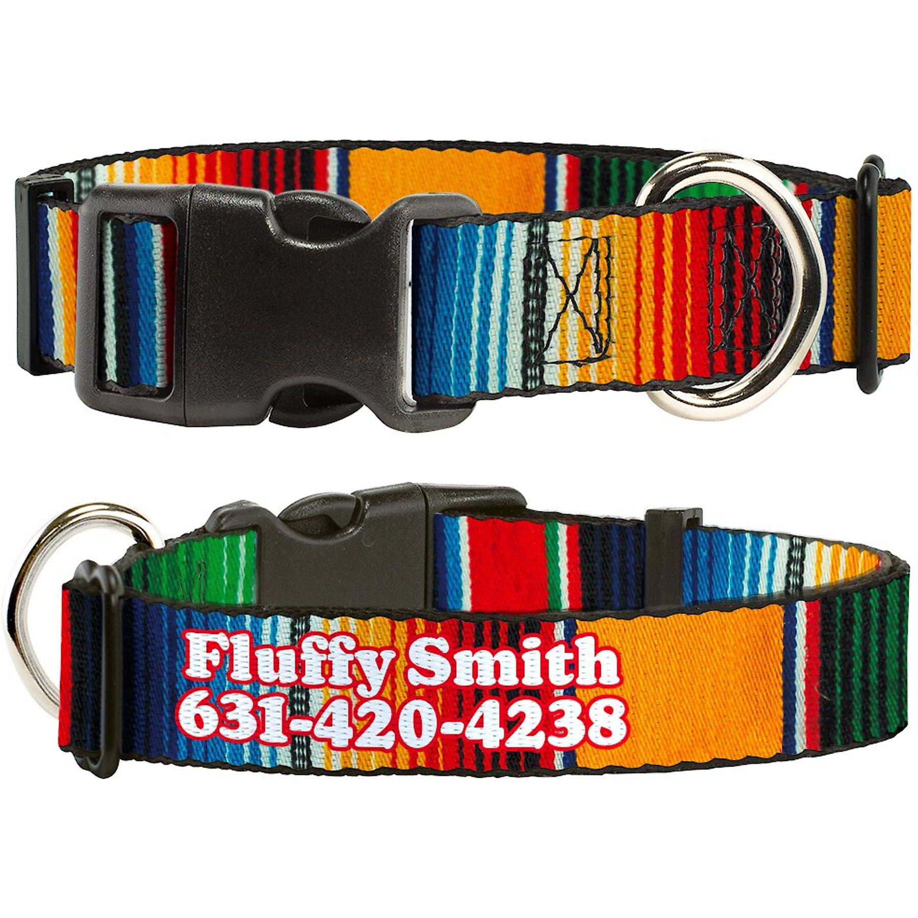 Buckle-Down Polyester Personalized Dog Collar, Zarape, Medium