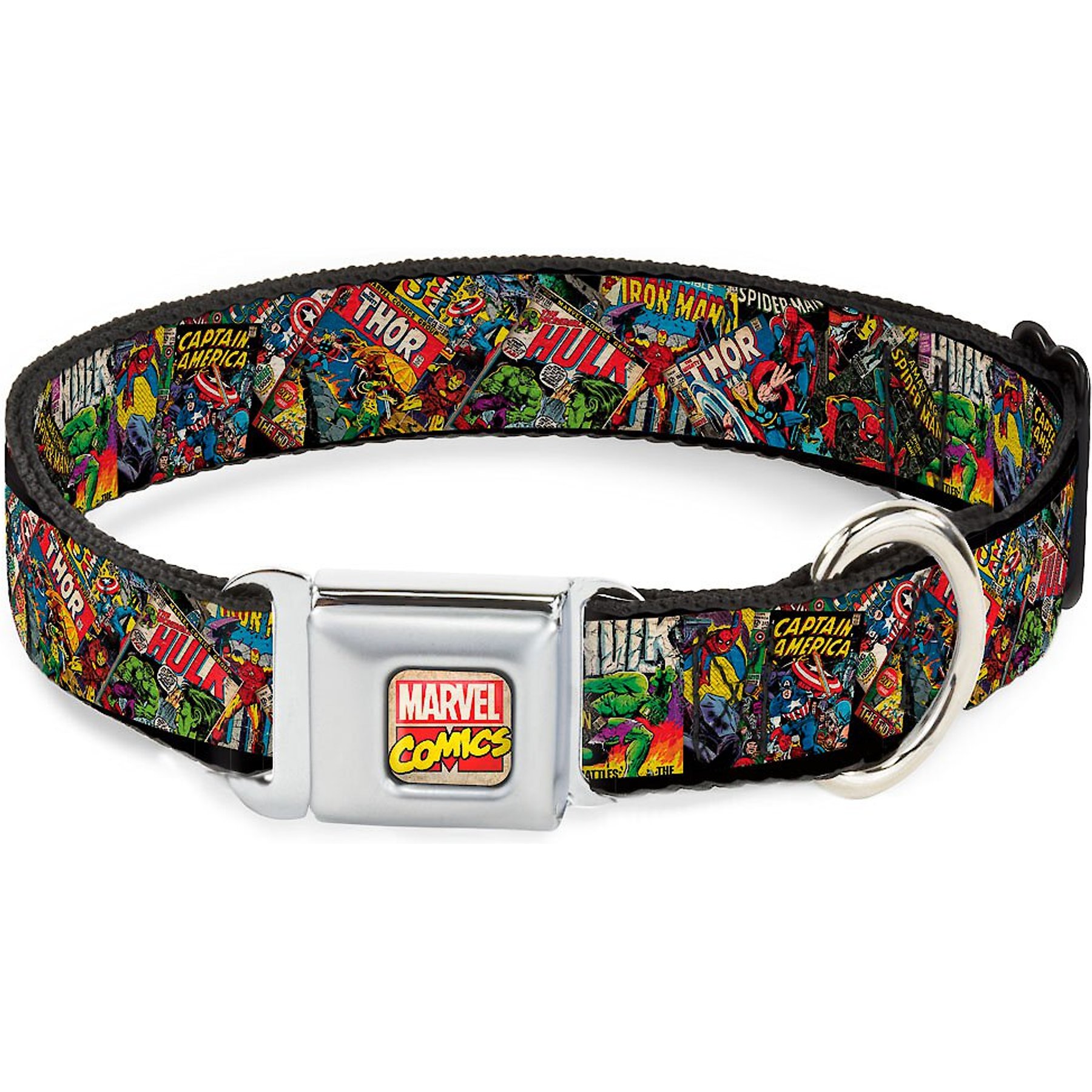 Buckle-Down Retro Marvel Comic Books Dog Collar, Medium