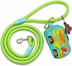 Buckle-Down Scooby Doo Embellishment Dog Leash with Waste Bag Dispenser, Green, 4.5-ft long, 2.5-in wide
