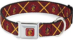Buckle-Down Seatbelt Buckle Harry Potter Gryffindor Crest Plaid Dog Collar, Red & Gold, 9.5-13-in slide 1 of 8