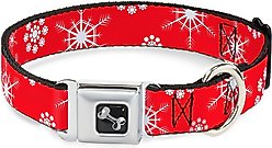 Buckle-Down Snowflakes Dog Collar, Red, Medium