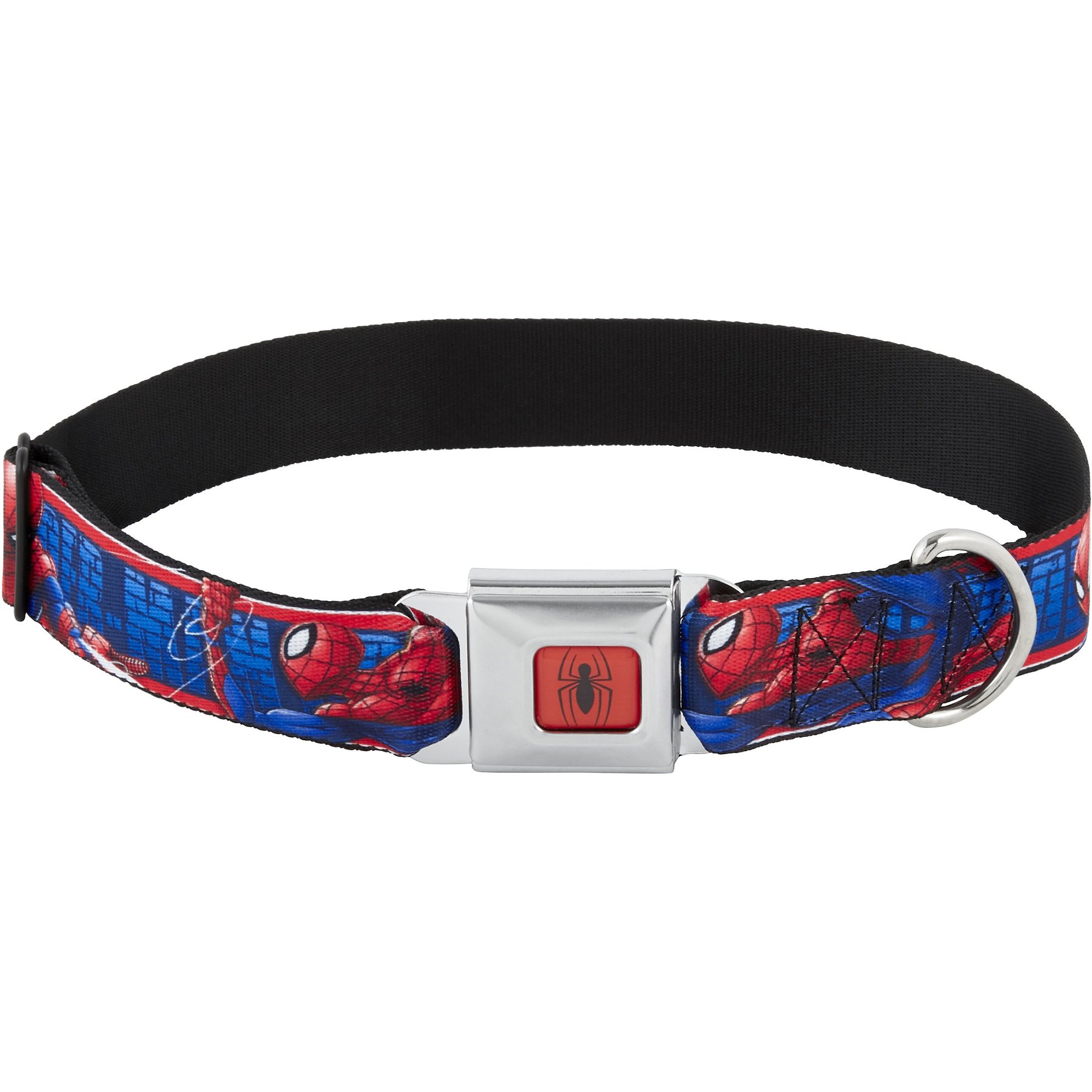 Buckle-Down Spider-Man Action Poses Seatbelt Buckle Dog Collar, Wide Medium