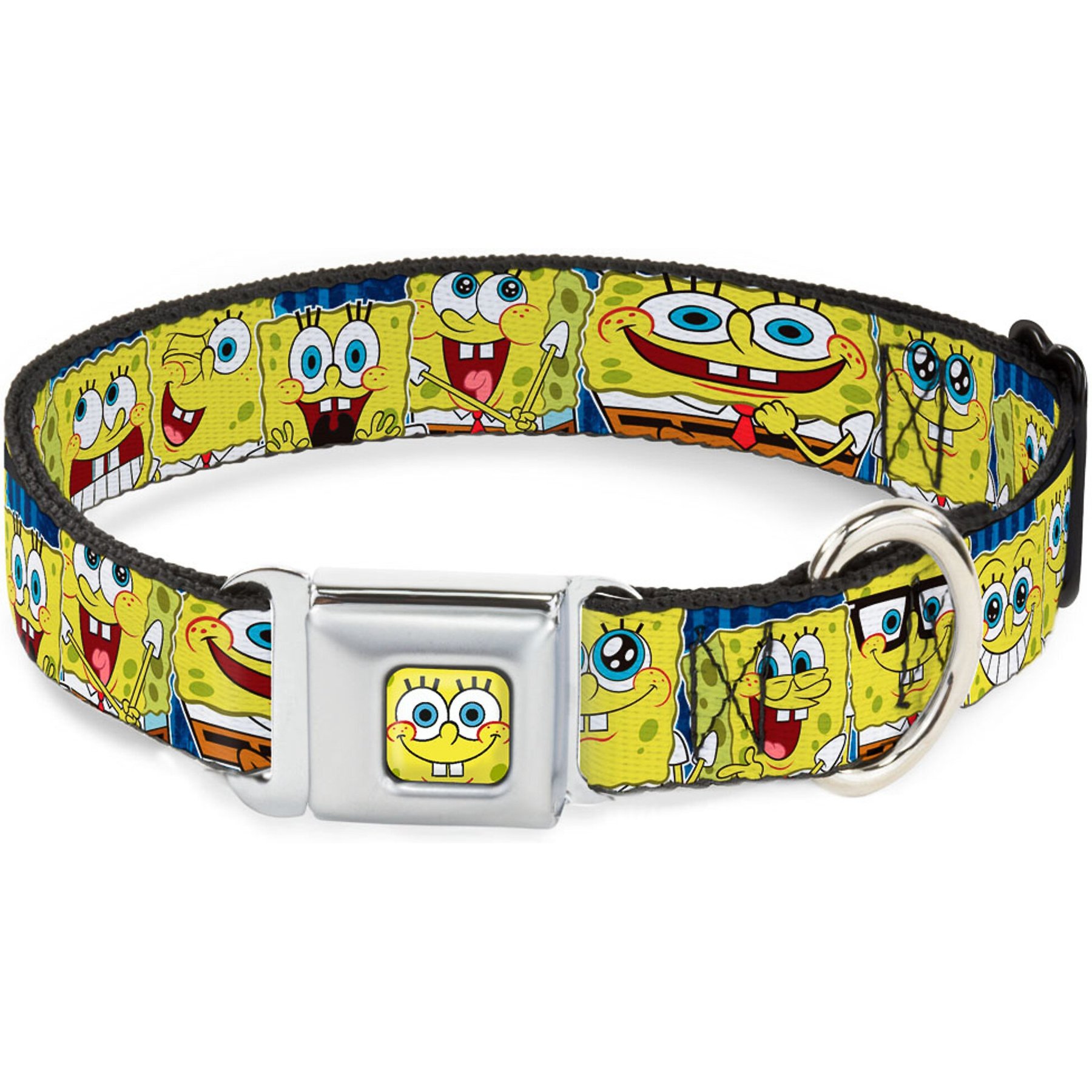 Buckle-Down SpongeBob Polyester Seatbelt Buckle Dog Collar, Large: 15 to 26-in neck, 1-in wide