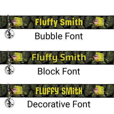 Show full view: Buckle-Down Spongebob Squarepants Primitive Sponge Pose & Leaves Personalized Breakaway Cat Collar with Bell slide 2 of 3