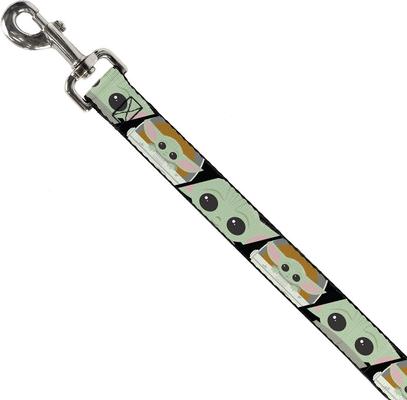 Show full view: Buckle-Down Star Wars Baby Yoda the Child Chibi Face Blocks Polyester Standard Dog Leash, Medium: 6-ft long, 1-in wide slide 3 of 5