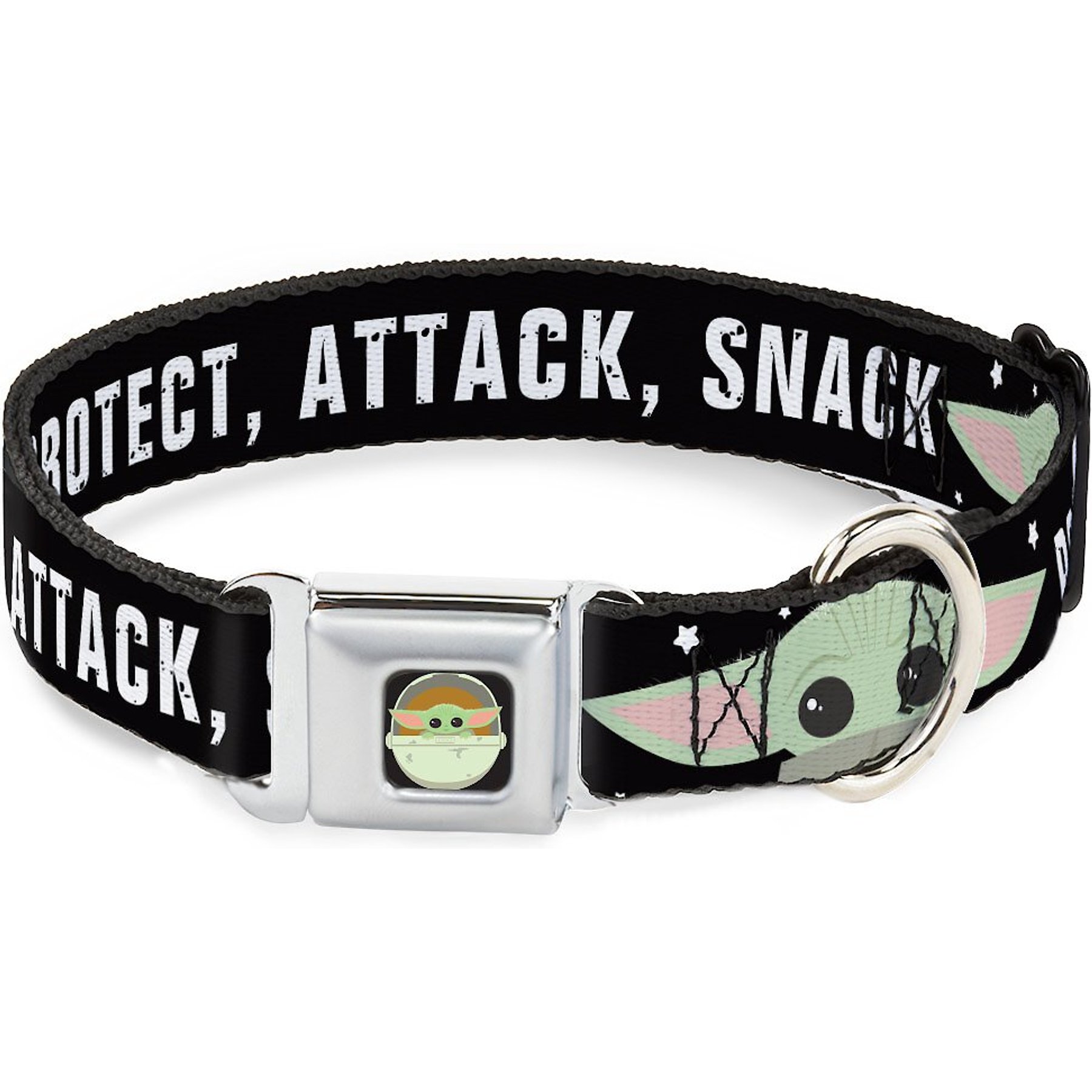 Buckle-Down Star Wars Baby Yoda the Child Chibi Face Protect Attack Polyester Dog Collar, Medium: 11 to 17-in neck, 1-in wide
