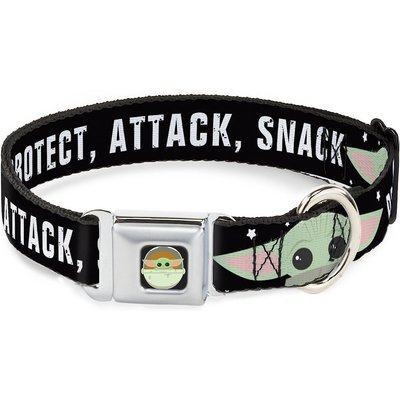 Buckle-Down Buckle-Down Star Wars Baby Yoda the Child Chibi Face Protect Attack Polyester Dog Collar, Small Wide: 13 to 18-in neck, 1.5-in wide