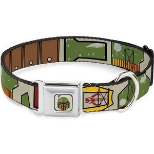 Buckle-Down Star Wars Boba Fett Helmet Polyester Dog Collar, Medium Wide: 16 to 23-in neck, 1.5-in wide