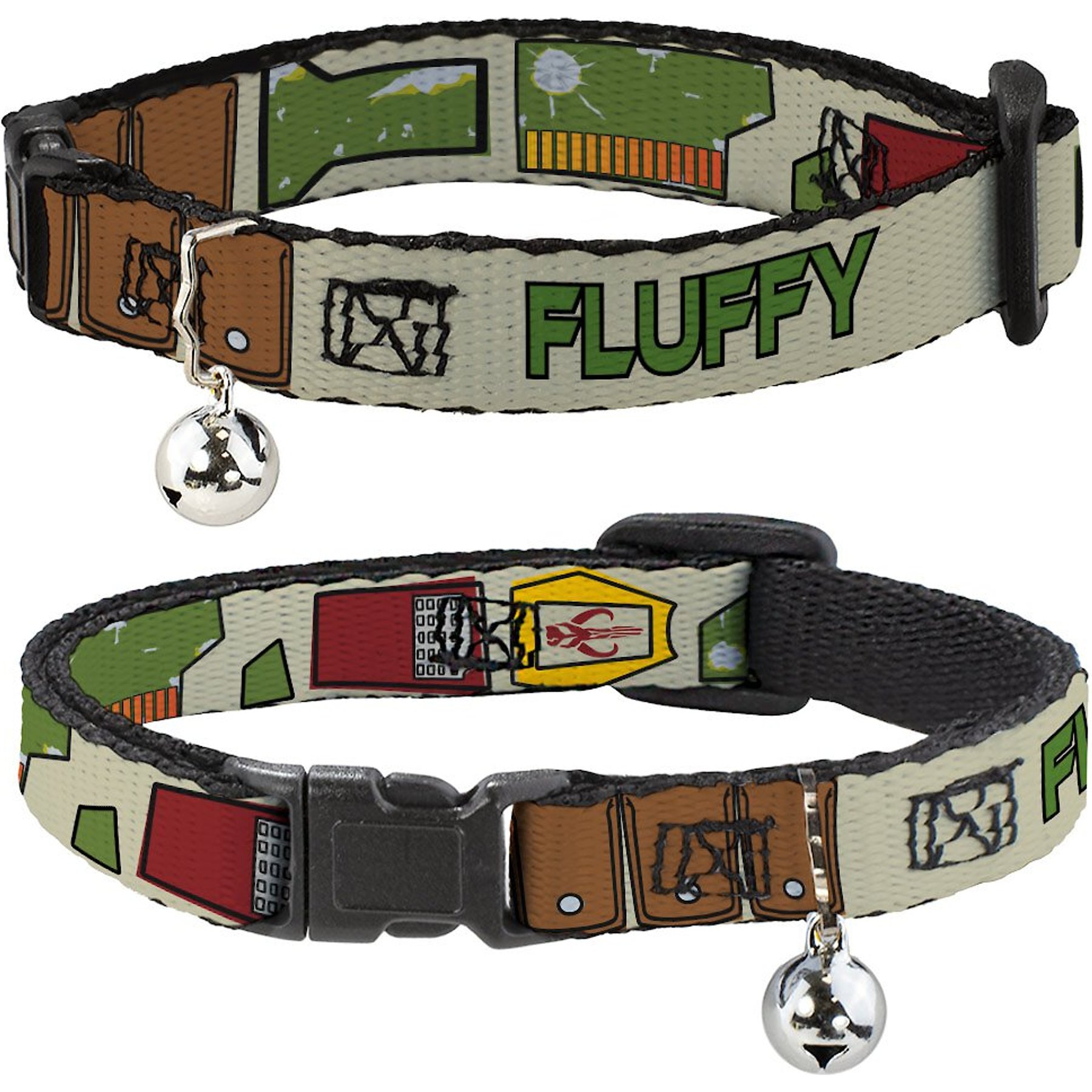Star Wars Boba Fett Utility Belt Bounding Personalized Breakaway Cat Collar with Bell Buckle-Down
