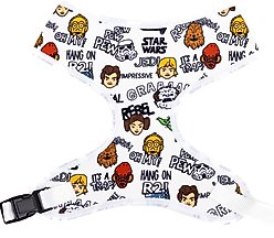Buckle-Down Star Wars Characters & Quotes Cartoon Collage Gray Plastic Buckle Ployester Dog Harness, White, X-Large: 20 to 31-in chest