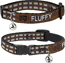 Buckle-Down Star Wars Chewbacca Bandolier Bounding Personalized Breakaway Cat Collar with Bell