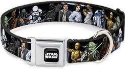 Buckle-Down Star Wars Classic Character Poses Metal Seatbelt Buckle Dog Collar, Black, Large: 15 to 24-in neck, 1-in wide