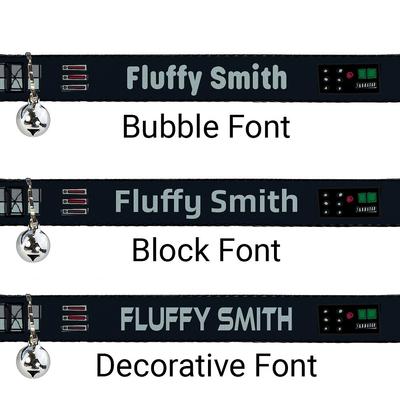 Show full view: Buckle-Down Star Wars Darth Vader Utility Belt Bounding Personalized Breakaway Cat Collar with Bell slide 3 of 4