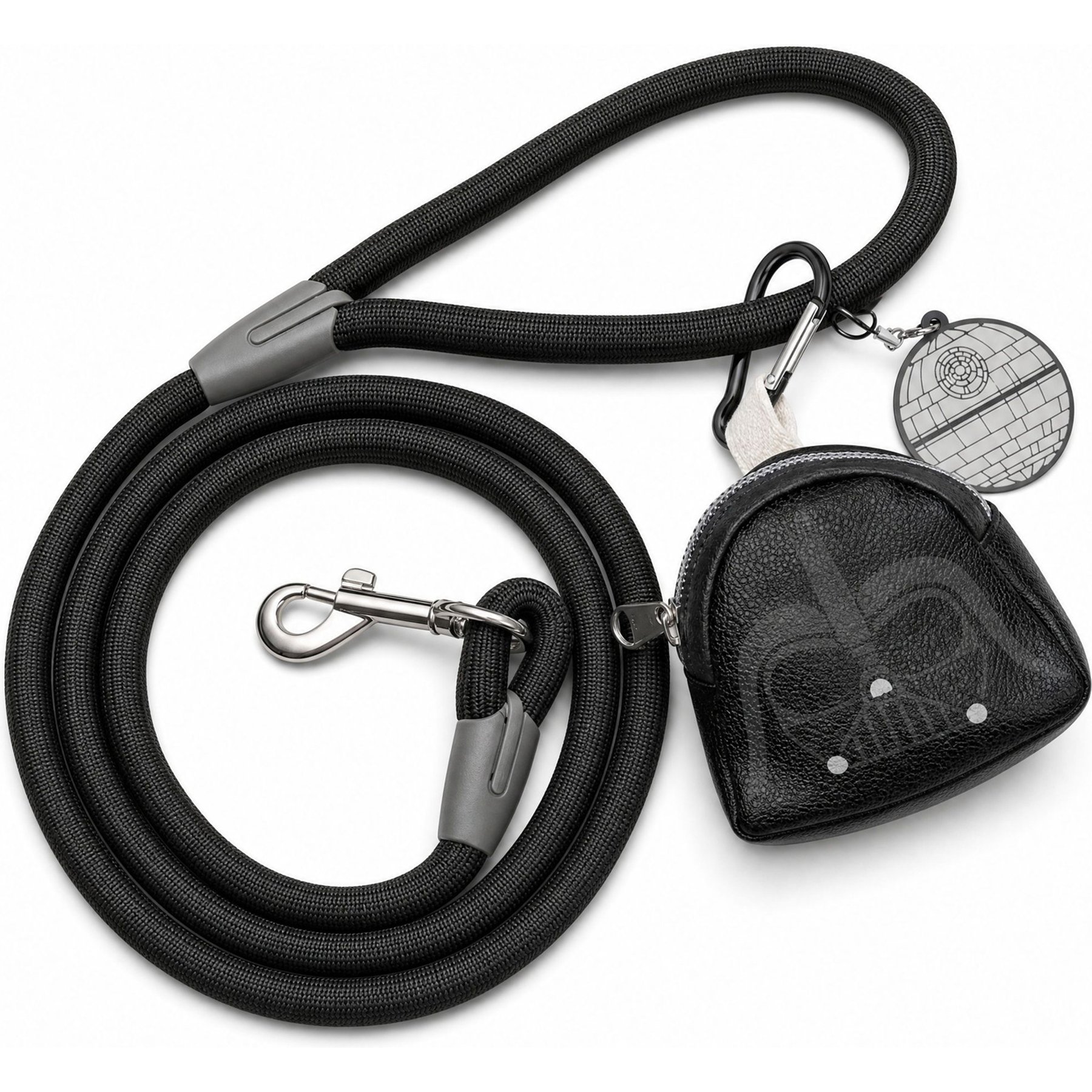 Buckle-Down Star Wars Embellishment Dog Leash with Waste Bag Dispenser, Black, 4.5-ft long, 2.5-in wide