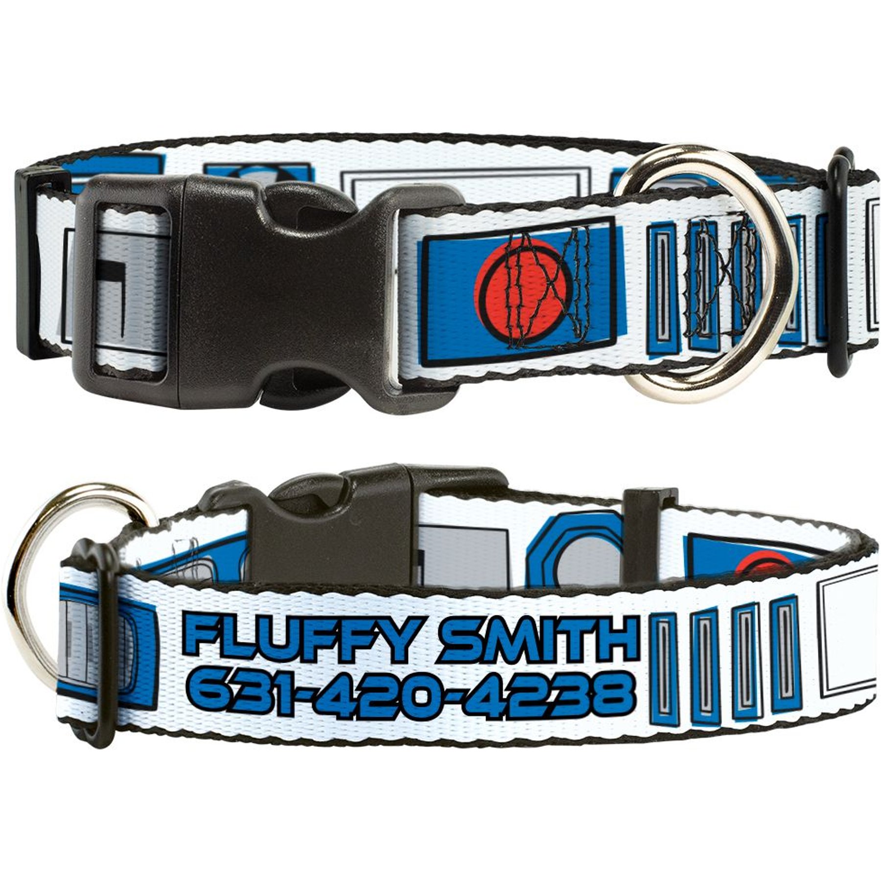 Buckle-Down Star Wars R2-D2 Bounding Parts Personalized Dog Collar, Small