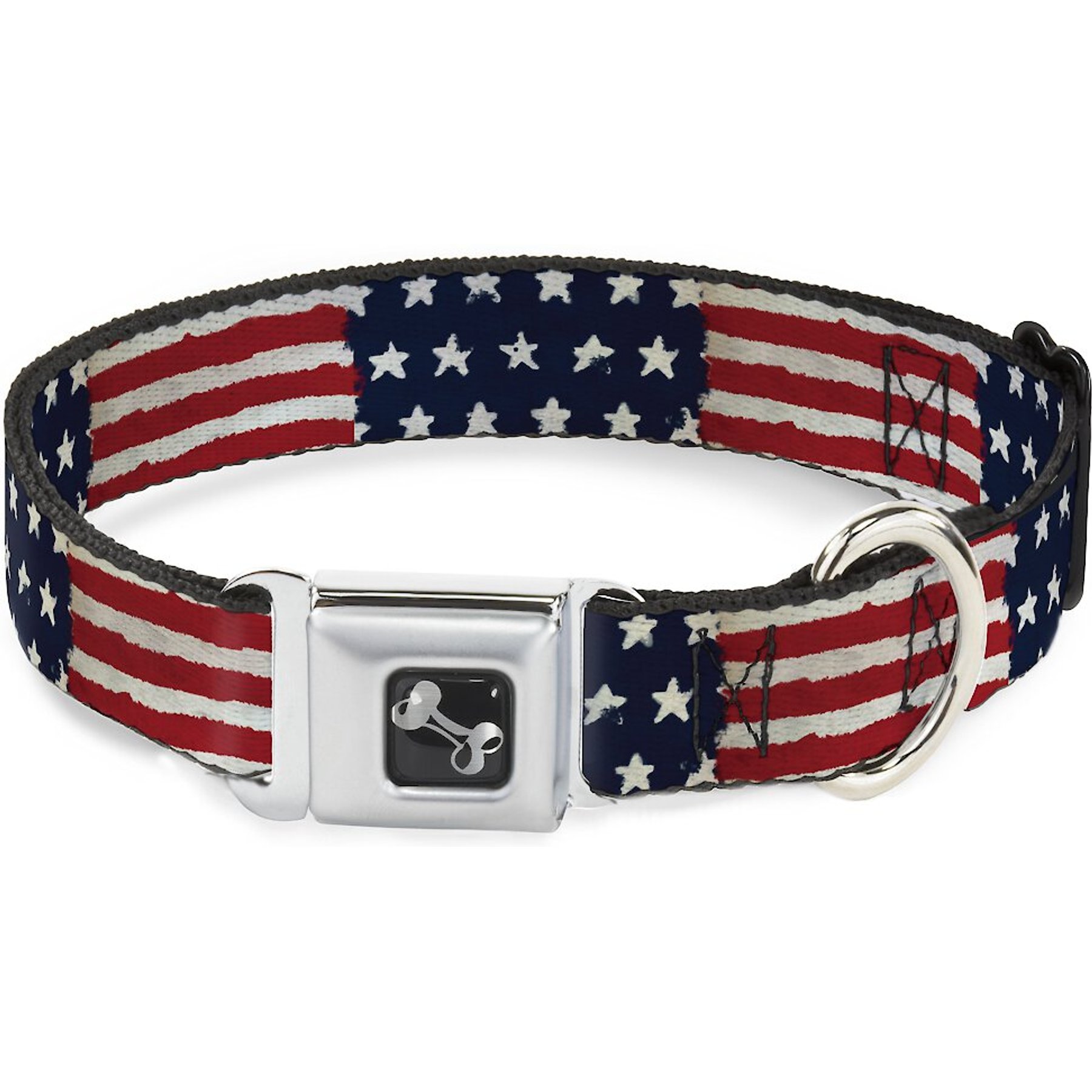 Buckle-Down Stars & Stripes Painting Dog Collar, Large