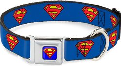 Buckle-Down Superman Shield Seatbelt Buckle Dog Collar, Medium