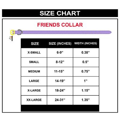 Show full view: Buckle-Down Warner Bros. Friends Television Show Vegan Leather Dog Collar, XX-Large: 24 to 31-in neck, 1.35-in wide slide 4 of 4