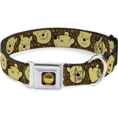 Buckle-Down Buckle-Down Winnie the Pooh Expressions Polyester Dog Collar, Medium: 11 to 16.5-in neck, 1-in wide