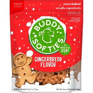 Buddy Biscuits Buddy Softies Holiday Treats Gingerbread Flavor Soft & Chewy Dog Treats, 6-oz bag
