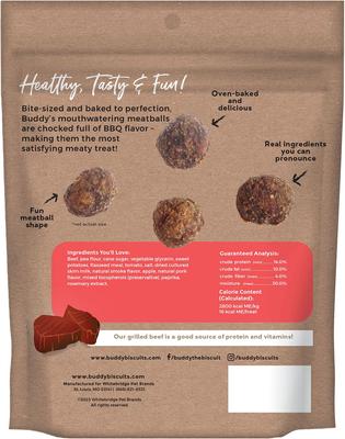 Show full view: Buddy Biscuits Meatball BBQ Beef Soft & Chewy Dog Treats, 7-oz bag slide 3 of 10