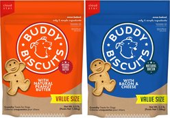 Buddy Biscuits Original Oven Baked with Peanut Butter + Bacon & Cheese Oven Baked Dog Treats