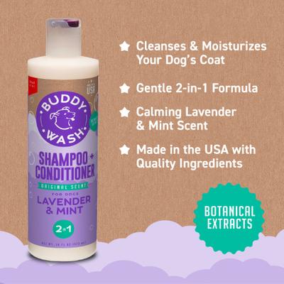 Show full view: Buddy Wash Original Lavender & Mint Dog Shampoo & Conditioner, 16-fl oz bottle, bundle of 2 slide 7 of 11
