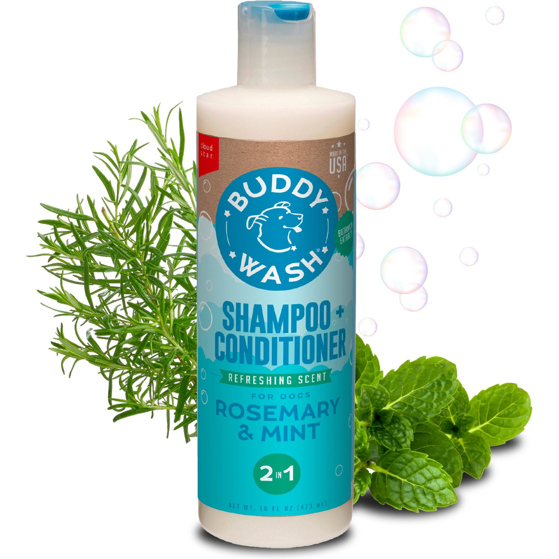Cloud Star Buddy Wash Rosemary & Mint Dog Shampoo & Conditioner, 16-oz