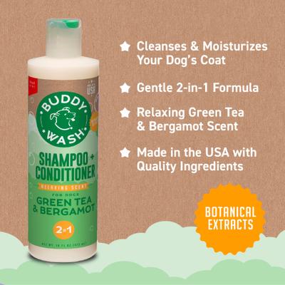 Show full view: Buddy Wash Relaxing Green Tea & Bergamot Dog Shampoo & Conditioner, 16-fl oz bottle slide 6 of 10