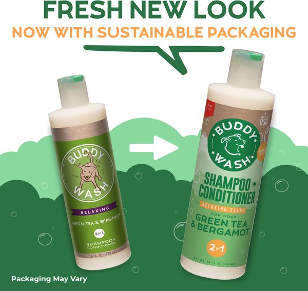 Show full view: Buddy Wash Relaxing Green Tea & Bergamot Dog Shampoo & Conditioner, 16-oz bottle + Frisco Rubber Duckie Dog & Cat Curry Brush slide 3 of 9