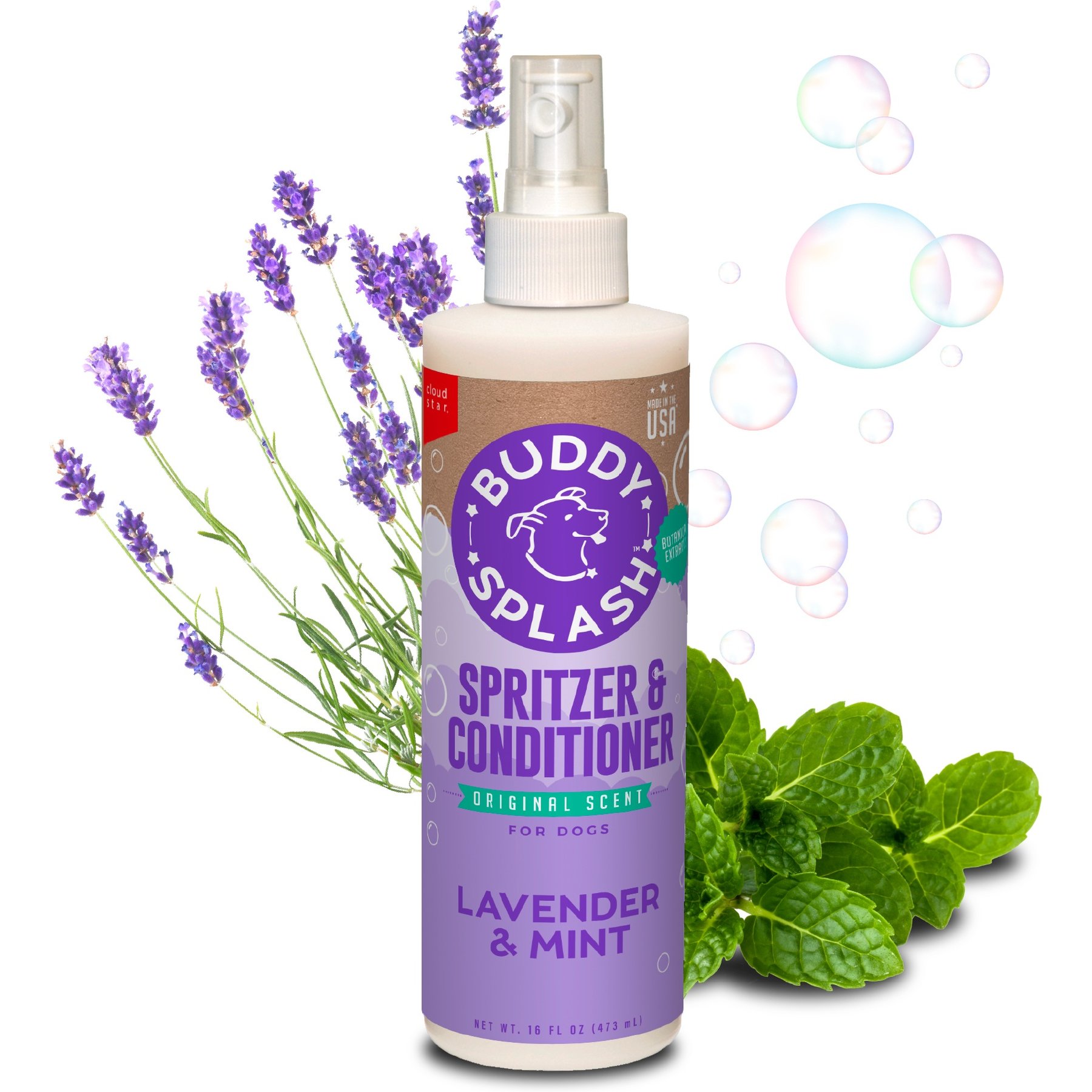 Buddy Wash Splash Lavender & Mint Dog Spritzer & Conditioner, 16-fl oz bottle