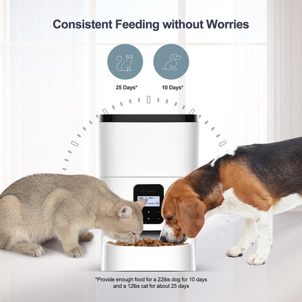 Show full view: Bueteka Automatic Dog & Cat Feeder, White, Medium slide 3 of 10