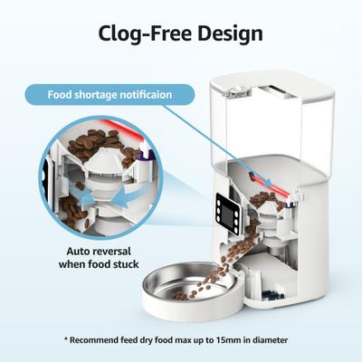 Show full view: Bueteka Automatic Food Dispenser with Splitter & Stainless Bowls Cat & Dog Feeder, 6-lit, White slide 8 of 11