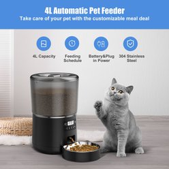Bueteka Smart Feed Automatic Programmable Anti-Jamming Food Design Timed Cat Feeder, 4-lit, Black slide 2 of 9