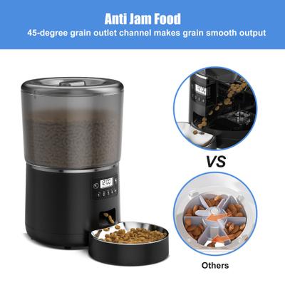 Show full view: Bueteka Smart Feed Automatic Programmable Anti-Jamming Food Design Timed Cat Feeder, 4-lit, Black slide 3 of 11