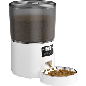 Bueteka Smart Feed Automatic Programmable Anti-Jamming Food Design Timed Cat Feeder, 4-lit, White