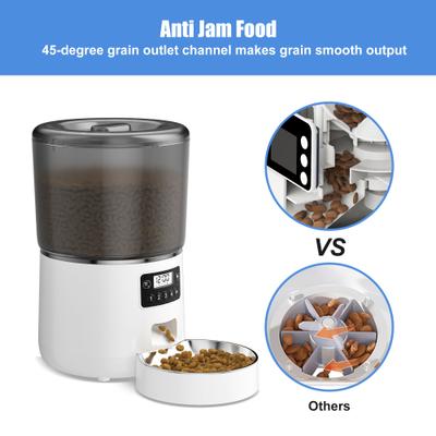 Show full view: Bueteka Smart Feed Automatic Programmable Anti-Jamming Food Design Timed Cat Feeder, 4-lit, White slide 3 of 11