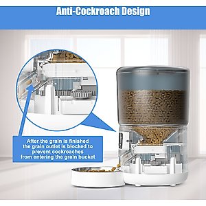 Bueteka Smart Feed Automatic Programmable Anti-Jamming Food Design Timed Cat Feeder, 4-lit, White