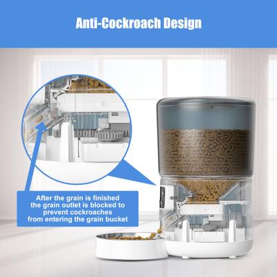 Show full view: Bueteka Smart Feed Automatic Programmable Anti-Jamming Food Design Timed Cat Feeder, 4-lit, White slide 4 of 11