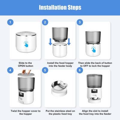 Show full view: Bueteka Smart Feed Automatic Programmable Anti-Jamming Food Design Timed Cat Feeder, 4-lit, White slide 8 of 11