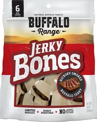 Buffalo Range All Natural Grain-Free Jerky Bone Rawhide Dog Treats, 6 count