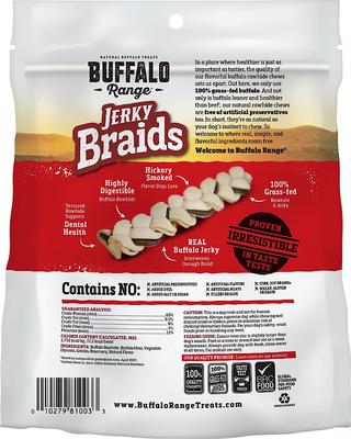 Show full view: Buffalo Range All Natural Grain-Free Jerky Braid Rawhide Dog Treats, 10 count slide 3 of 10