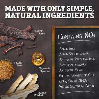 Show full view: Buffalo Range All Natural Grain-Free Jerky Braid Rawhide Dog Treats, 10 count slide 8 of 10