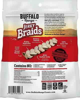 Show full view: Buffalo Range All Natural Grain-Free Jerky Braid Rawhide Dog Treats, 20 count slide 3 of 10