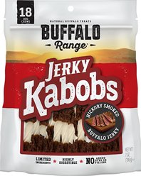 Buffalo Range All Natural Grain-Free Jerky Kabob Rawhide Dog Treats, 18 count