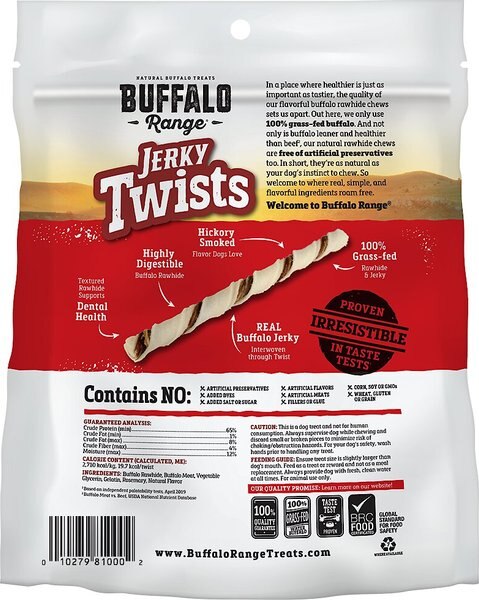 Buffalo Range All Natural Grain-Free Jerky Twist Rawhide Dog Treats