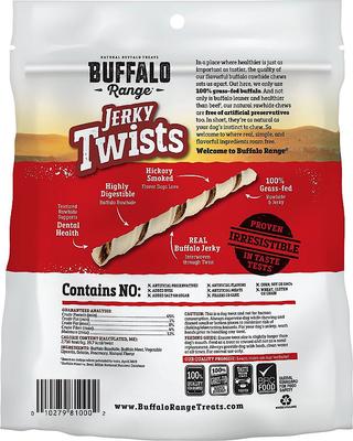 Show full view: Buffalo Range All Natural Grain-Free Jerky Twist Rawhide Dog Treats, 80 count slide 3 of 5