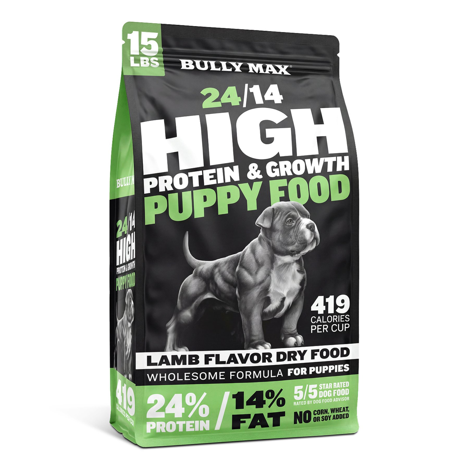 Bully Max 24/14 High Protein & Growth Puppy Lamb Dry Dog Food, 15-lb bag