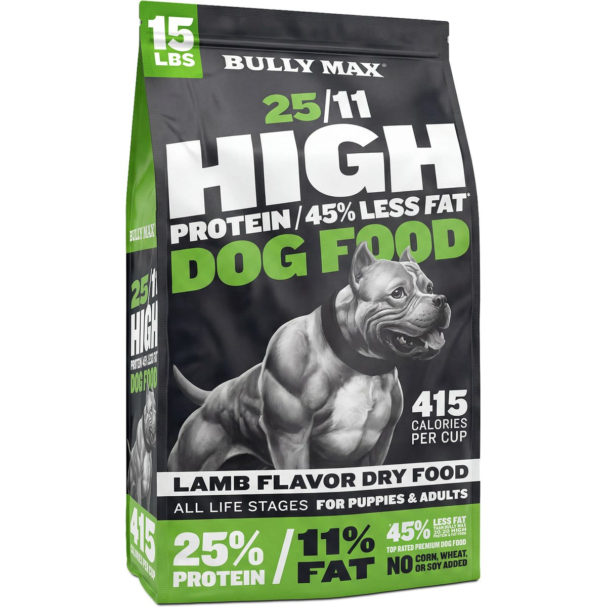 Bully Max 25/11 High Protein Low Fat Lamb Dry Dog Food, 15-lb bag